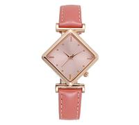 Ms. Watches Montre analogique décontractée en cuir pour personnes âgées, rose, One Size
