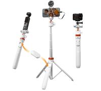 MS08 62" Perche à Selfie, Trépied Smartphone 2-en-1, Support téléphone Blanc Extensible pour Enregistrement, rotule 360° Compatible DJI Osmo Pocket 4/3, GoPro 13/12, iPhone 17