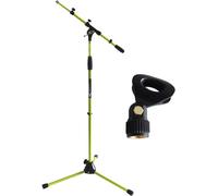 MS106 Support de microphone avec pied en métal et pince (jaune)