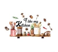 MS2167 Stickers muraux en PVC mat pour maison et restaurant Motif ustensiles de cuisine Imperméable et amovible Convient pour la décoration de murs et portes lisses