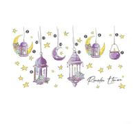 MS6152-ZY Stickers muraux décoratifs Motif lune et étoile pour fête du Ramadan et de l'Aïd al Fitr