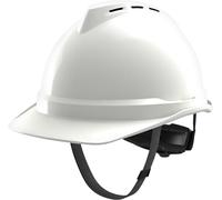 MSA V-Gard 500 Casque de chantier - Casque de protection avec ventilation pour chantier et industrie - Casque confortable conforme à la norme DIN EN 397 pour le travail - Blanc