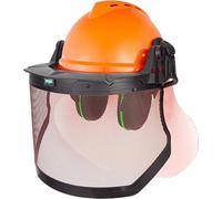 MSA V-Gard 500 Casque de protection avec ventilation, visière, protection auditive et protection de la nuque pour travail forestier et forestier