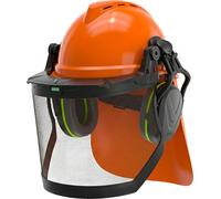 MSA V-Gard 500 Ensemble pour travailleur forestier - Casque de protection avec ventilation, visière, protection auditive et protection du cou - Casque pour le travail en forêt