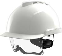 MSA V-Gard 930 Casque de chantier - Casque de protection avec ventilation et visière pour chantier et industrie - Conforme à la norme DIN EN 397 pour le travail - Blanc