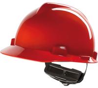 MSA V-Gard Casque de chantier - Casque de protection non ventilé pour chantier et électricien - Casque léger conforme à la norme DIN EN 397 pour le travail - Rouge