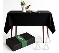 Msauifncp 10 Pièces Nappe Jetable Nappe Noire Couverture de Table en Plastique avec Pinces Fixatrices pour Nappes pour Le Catering Les Fêtes Les Mariages et la Decoration Anniversaire