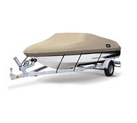 MSC Housse de remorquage beige, mobile, 600 D, imperméable, robuste, marine, en toile de polyester, pour bateau à coque en V et triple, longueur : 426-487 cm, largeur poutre jusqu'à 228,6 cm, modèle B