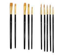 MSC Lot de 10 pinceaux en Poils de Nylon Multi-usages pour Aquarelle, Huile, Gouache, Peinture Acrylique, céramique, Loisirs créatifs (Noir)