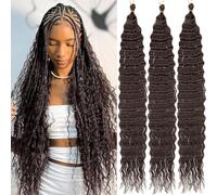 Mscat Deep Wave Curly Crochet Hair 30inch 3packs Ocean Wave Crochet Hair for Black Women Braiding Hair Curly Crochet Hair for Boho Braids 4#