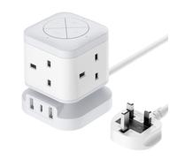 Mscien Rallonge cube avec emplacements USB C 1,5 m - Câble d'extension individuel à 4 voies - Protection multiple - Pour bureau, salon, salle de jeux - Stable - 13 A/3250 W
