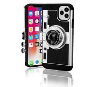 Mscomft New Emily in Paris - Étui de téléphone vintage pour 11/12 Pro Max, design d'appareil photo vintage 3D qui ressemble à un appareil photo, avec long cordon anti-perte (pour Phone 17 air) noir