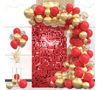 MSDADA 12 Stück Rot Glitzer Pailletten Hintergrund Wandpaneele, 90 x 120 cm Schimmernde Foto Hintergrund Dekoration für Hochzeit, Geburtstag, Party, Jahrestag