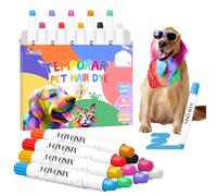 MSDADA Hair Chalk Lot de 10 colorations temporaires pour poils de chien - Pour différents soins du pelage - Idéal pour le carnaval - Pour chiens, chats, chevaux