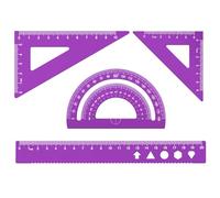 MSDADA Lot de 4 Règles en Alliage D'aluminium - Rapporteur D'angle Triangulaire, Mathématiques, Géométrie - Kit D'outils Pour étudiants, Enseignants, Ingénieurs et Dessinateurs 20cm (Violet)