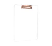 MSDADA - Porte-Bloc en Acrylique, Clipboard Acrylique Transparent, 1 Pièce de Clipboard A4 de Conception de Mode, Clipboard avec Pince (Or Rose)