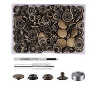MSDADA-Set de 32 Pcs Boutons Pression en Métal, Boutons Pressions Metalliques avec 3 Outils de Fermeture à Bouton, Boutons Pression Set Pour Vêtements en Cuir, Jean, Portefeuille,Sac à Main(Bronze)