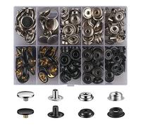 MSDADA-Set de 50 Pcs Boutons Pression en Métal, Boutons Pressions Metalliques à Bouton, Boutons Pression Set Pour Vêtements en Cuir,Artisanat, Jean, Portefeuille,Sac à Main(Argent + Noir)
