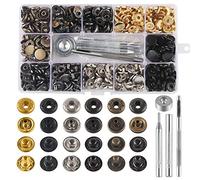 MSDADA-Set de132 Pcs Boutons Pression en Métal, Boutons Pressions Metalliques avec 3 Outils de Fermeture à Bouton, Boutons Pression Set Pour Vêtements en Cuir,Artisanat, Jean, Portefeuille,Sac à Main