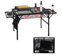 MSDADA Table de gril pliante, portable d'extérieur réglable en hauteur en aluminium pour camping, pique-nique, terrasse, salle à manger, barbecue, fête, noir (9,204 cm)
