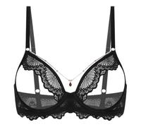 MSemis Adulte Harnais De Corps Soutien Gorge sans Doublure Et À Mamelons Exposés Soutiens Gorge sans Cupules pour Femmes Hollow Out Soutien Club Noir L