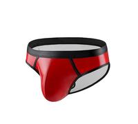 MSemis Boxer Cuir Verni String en Cuir épais pour Homme sous-vêtements Respirants Confortable G-String Caleçon Sexy Slip M-XXL Rouge A M