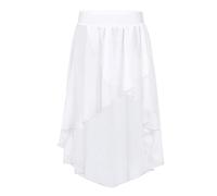 MSemis Enfant Fille Jupe de Ballet Danse Asymétrique Jupe de Patinage Artistique Jupette Danse Classique Latine Salsa Jazz Rumba Robe de Sport Dancewear 2-16 Ans Blanc 14 Ans