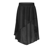 MSemis Enfant Fille Jupe de Ballet Danse Asymétrique Jupe de Patinage Artistique Jupette Danse Classique Latine Salsa Jazz Rumba Robe de Sport Dancewear 2-16 Ans Noir 14 Ans