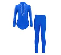 MSemis Enfant Garçon Justaucorps de Danse Classique Tenues de Gymnastique Manches Longues Costume Danse Latin Jazz Rumba Salsa Valse Tango Spectacle Dancewear 5-16 ans Bleu 7-8 ans