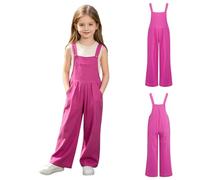 MSemis Enfants Combinaison Pour Filles Combinaison Sans Manches Jambes Larges À Jambes Larges Bleus Travail Pour Ensemble D'Été En Plein Air Rose Vif 11-12 ans
