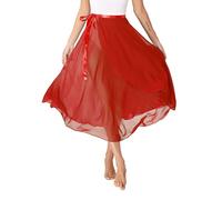 MSemis Femme Jupe de Asymétrique Danse Jupette Danse Classique Lyrique Jupe Portefeuille de Ballet en Mousseline de Soie Jupes de Patinage Artistique T Rouge Taille Unique