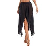 MSemis Femme Jupe de Ballet Danse Asymétrique Jupe Patinage Artistique Mousseline Jupes de Sport Gymnastique Yoga Jupette Plissé Jupette Danse Classique S Noir Taille Unique