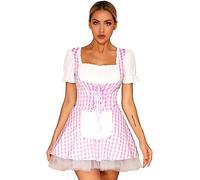 MSemis Femme Victorian Maid Adulte Costume de Déguisement Servante Femme de Ménage Vintage Robe de Lolita Costume Halloween Jeux de Rôle S-XXL A Rose XL