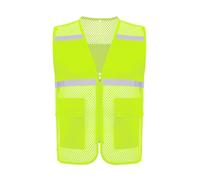 MSemis Gilet de Haute Visibilité Homme Gilets de Securité Standard avec Poches Gilet Réfléchissant Zippé Gilets de Signalisation Vêtements de Travail M-5XL Jaune Fluo XXL