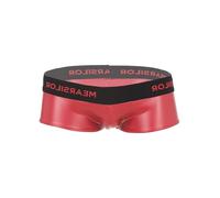 MSemis Homme Boxer Shorty Métallique Mini Short Moulant Erotique Sexy Caleçon Latex Lingerie sous-Vêtement Briefs Slip de Bain Clubwear M-3XL Rouge M