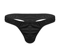 MSemis Homme Charme sous-vêtement Satin String Sexy Poche Taille Basse Slip érotique G-String Bikini Respirant Briefs Tanga T-Back M-XL Noir M