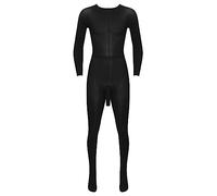 MSemis Homme Lingerie de Nuit Collant Transparent Body Combinaison Manche Longue Bas Chaussettes Salopettes Sexy sous-vêtements Ultra-Mince Nuisette avec Pénis Poche Noir Taille Unique
