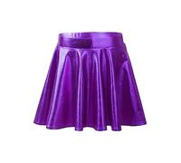 MSemis Jupe Danse Jupe Basique Plissée Jupe Mini Courte évasée Jazz Jupe Paillette Brillant pour Enfant Fille 5-14 Ans Violet A 11-12 Ans