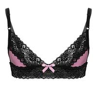 MSemis Lingerie de Nuit Homme sous-Vêtement Sissy Dentelle Soutien-Gorge Transparent Bra pour Homme Clubwear Gay Underwear Maillots de Corps M-XL Rose X-Large