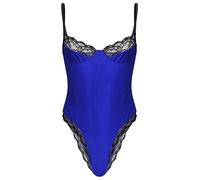 MSemis Maillot de Corps Homme Body Sexy Lingerie Dentelle Bodysuit Combinaison sous-Vêtement Erotique Gay Camisole Débardeur Soutien-Gorge Intégral M-XXL Bleu Royal XL