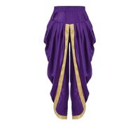 MSemis Pantalon Kurta Dhoti en Soie Enfant Garçon Pantalon Dhoti Traditionnel Brodé Taille Haute Costume Danse du Ventre Ethnique Indien Sarouel Pants 5-16 Ans Violet 5-6 ans