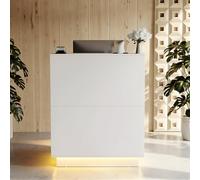 MSFE Comptoir Réception avec LED, Petit Comptoirs Caisse avec Tiroirs Verrouillables, Comptoir Accueil, Simple Moderne Mobilier de Bureau d'accueil pour la Maison, Le Bureau, Le Salon,103X80X45cm
