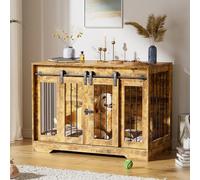 MSFE Meuble Cage Chien,Cage pour Chien en Bois Interieur avec Double Portes Coulissantes&Verrouillage de la Porte Latérale,Niche Robuste pour Chiens de Taille Moyenne et Grande,105 * 58 * 75.4cm