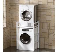 MSFE Meuble étagère de Rangement Dessus Machine à Laver,Kit d'empilage pour Lave-linge et Sèche-linge à Chargement Frontal,3 Hauteurs Réglables,Capacité de Charge de 350kg,73*64*110cm,Produit Breveté
