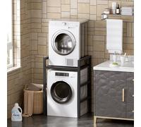 MSFE Meuble étagère de Rangement Dessus Machine à Laver,Kit d'empilage pour Lave-Linge et Sèche-Linge à Chargement Frontal,3 Hauteurs Réglables,Capacité de Charge de 350kg,Produit Breveté, Noir
