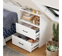 MSFE Meuble sous Pente avec 2 Portes/2 Tiroirs Penderie Mur en Pente Chambre mansardée 4 Étagères Armoire de Toit en Pente Placard de Rangement adapté aux Murs en Pente 100x80x51.5CM Blanc