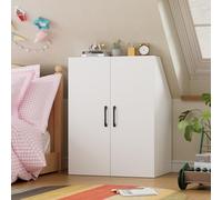 MSFE Meuble sous Pente avec 2 Portes/2 Tiroirs Penderie Mur en Pente Chambre mansardée 4 Étagères Armoire de Toit en Pente Placard de Rangement adapté aux Murs en Pente 100x80x51.5CM Blanc (2 Portes)