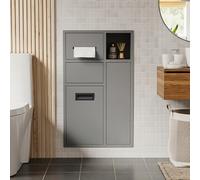 MSFE Porte Papier Toilette Encastré,Module D'armoire Encastré en Acier Inoxydable avec Poubelle Amovible, Boîte À Mouchoirs, Rangements Et Porte-Brosse WC pour Salle de Bain,67 * 40 * 14.13CM
