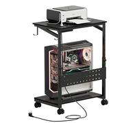 MSFE Support Imprimante Tour PC Réglable en Hauteur Supports avec roulettes, Support Tour PC avec Station de Charge,Universal Supports de Chariot Mobile Réglable, pour Salon,Chambre,Bureau,étude