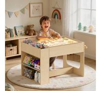 MSFE Table pour Enfant avec Rangement,Table Lumineuse Enfant Sensorielle avec RGB à Intensité Variable,Porte-rouleau de Papier,Surfaces Interchangeables pour Blocs de Construction,Décalquage et Dessin